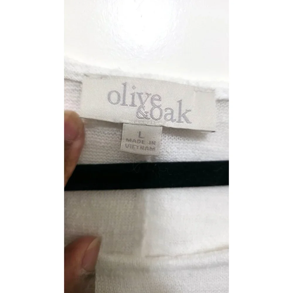 Olive & Oak White Knit Long Sleeve Women's Top L Lightweight Rayon/Polyester Ble